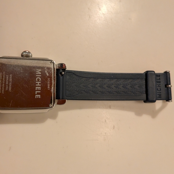 MICHELE Deco Carousel Vintage Women's Watch | Silver Case 16mm Silicone Strap - Picture 4 of 6